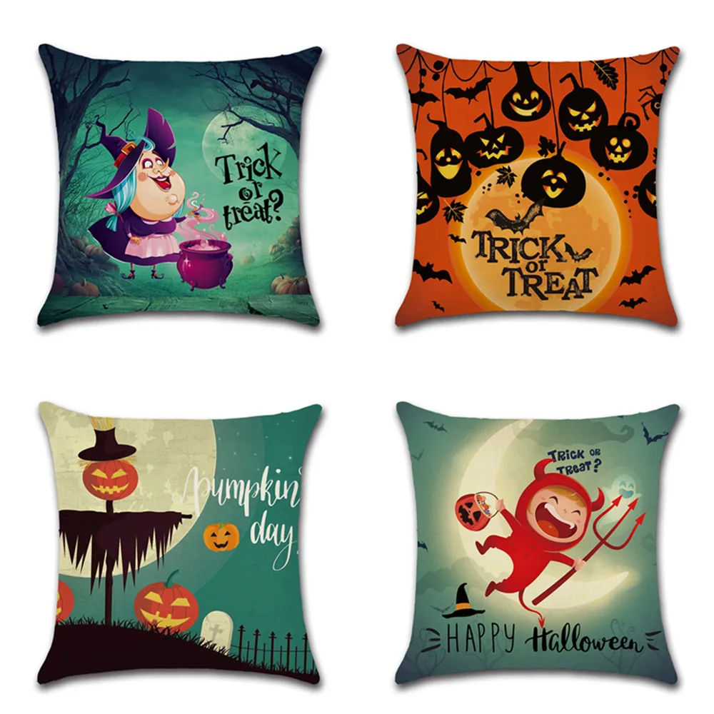 

2pcs Happy Halloween Festival Trick or Treat Cushion Covers Cute anime Pillow Cases Sofa Chair Deocration