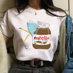 Women's T-Shirt Nutella Peanut Butter Cartoon Print T-Shirt Harajuku Graphics T-Shirt Short-Sleeved Top Female Korean Style Tees