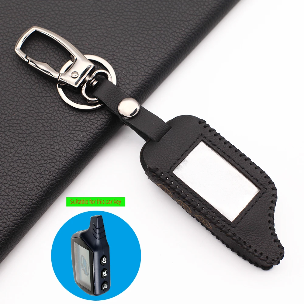 High quality two-way lcd body leather cover case for starline b9 b91 b6 b61 a91 a61 v61 2 way car alarm remote key chain fob