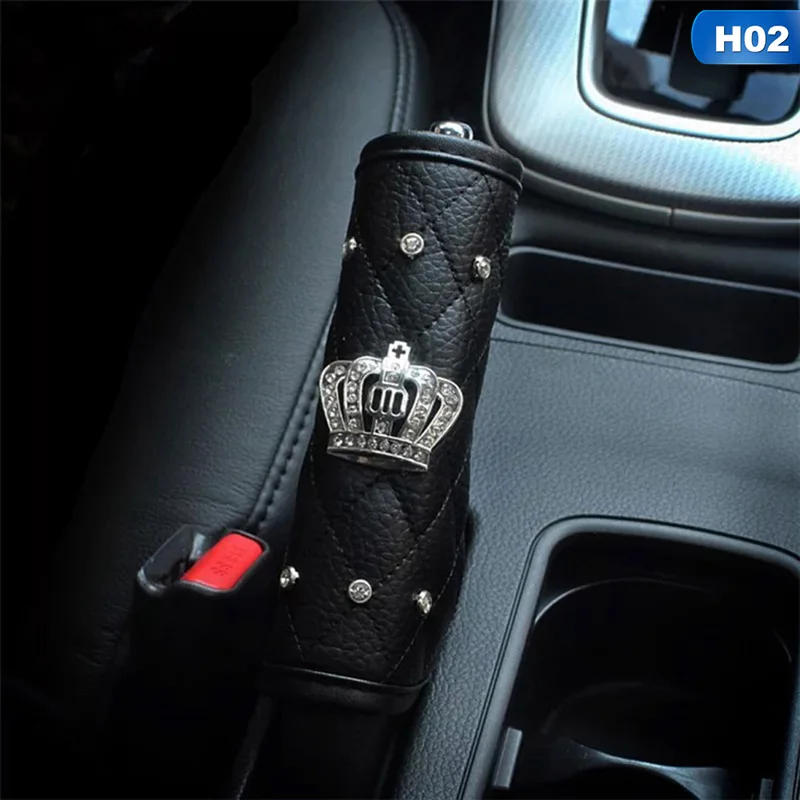 Luxury Diamond Car Seat Belt Cover Seat Belt Shoulder Pad Crown Crystal Rhinestones Shifter Gear Cover Hand Brake Accessories