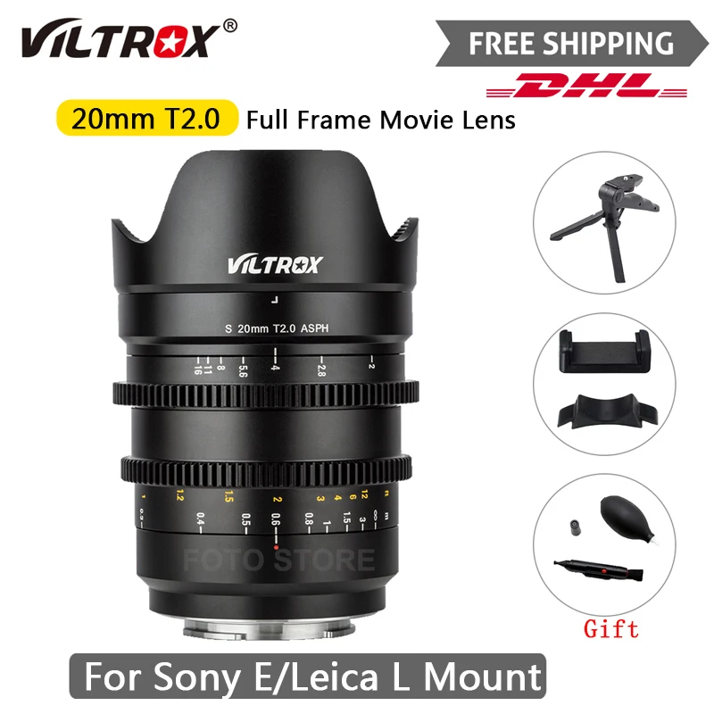 

Viltrox 20mm T2.0 Wide Film Lens Full Frame Prime Cinematic MF For Leica L Sony Camera E-Mount A9ii A7RIV A7III A7SII S1 S1R