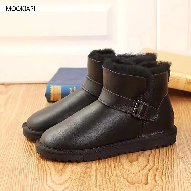 In 2019, China's highest quality men's snow boots, real sheepskin, natural wool, classic short men's shoes, free delivery