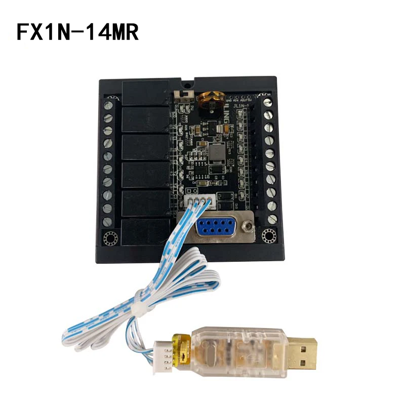 

FX1N-14MR программируемый контроллер PLC релейный модуль задержки постоянного тока 24 В промышленная плата управления с корпусом и линией программирования