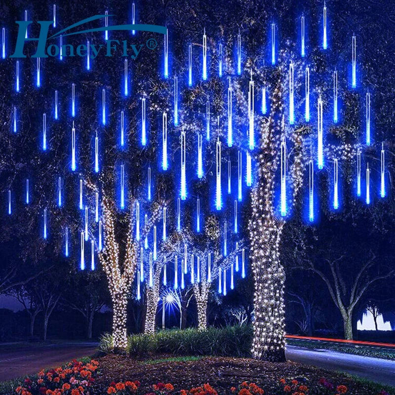 HoneyFly 8 Tubes Outdoor Meteor Shower  LED String Lights 30/50cm Waterproof For Tree Christmas Wedding Party Decoration