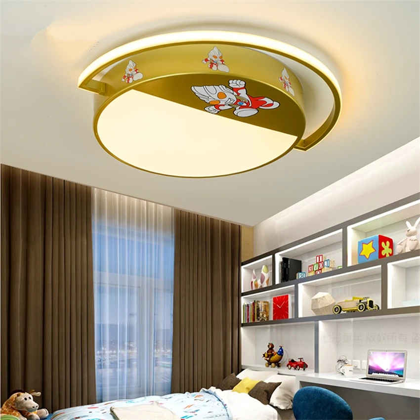 Creative children\'s room cartoon circular ceiling lights modern kitty cat bedroom study room led three color lights lighting