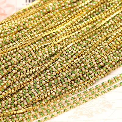 1Yard SS6-2mm 12 colori perla Glitter catena di strass di cristallo cucire-On colla-On per vestiti accessori per abbigliamento fai da te trim Cup Chain