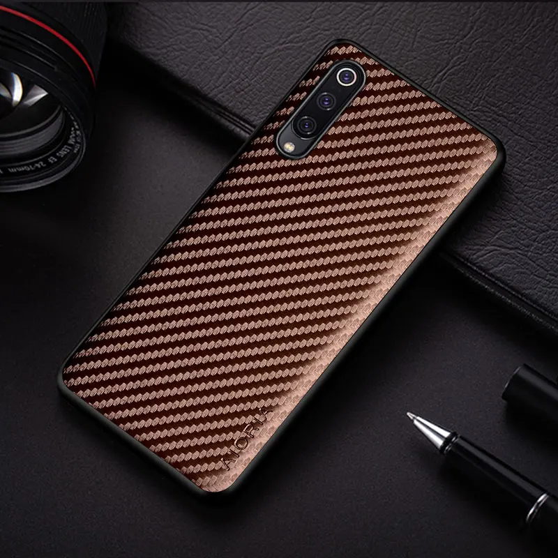 Carbon Fibre texture Phone Case for Xiaomi Mi 9 Lite SE Fashion Design Soft Back Cover Coque for Xiaomi Mi 9 Case