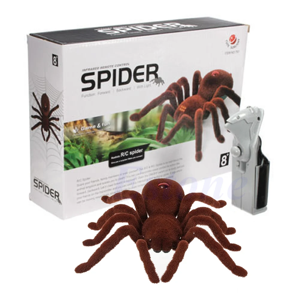 Kid Gift Remote Control Scary Creepy Soft Plush Spider  RC Tarantula Toy Dropshipping