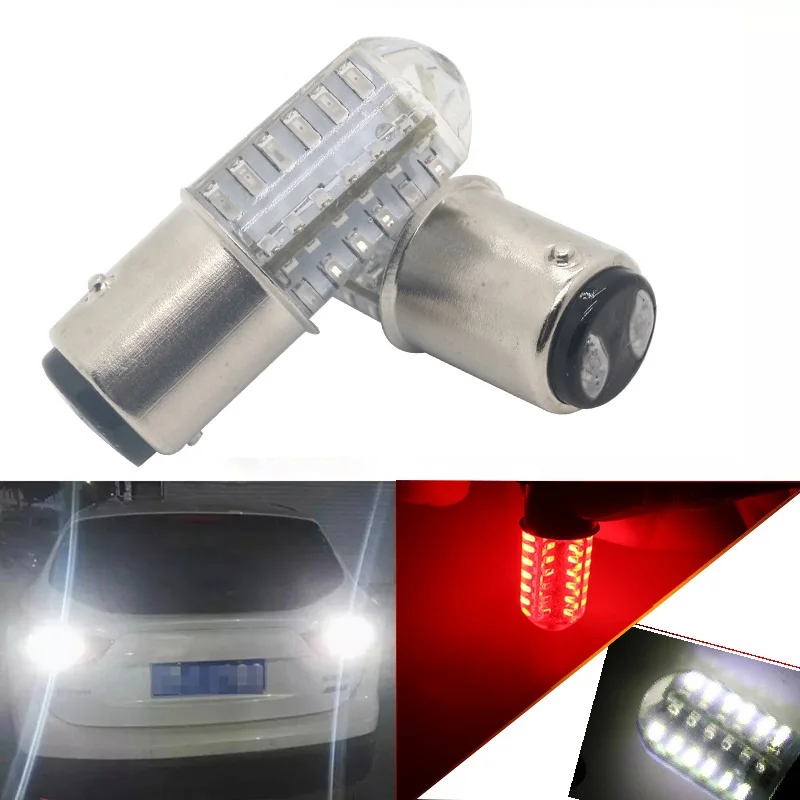 2pcs LED brake light 1157 3014 48smd BAY15D P21W 1156 BA15S Strobe Turn signal motorcycle lamp led bulbs canbus DC 12V red White