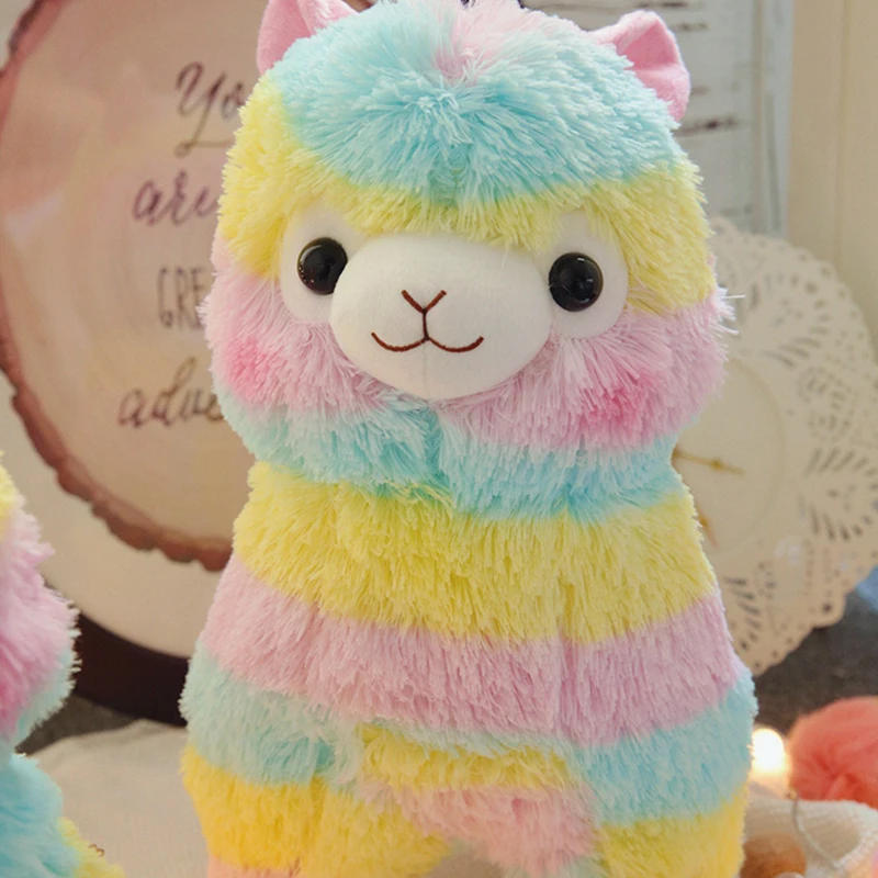 YOMDID 25/35cm/50cm Rainbow Alpaca Plush Cushion Kawaii Stuffed Cushion Cartoon Alpaca Plush Doll Christmas Children Kids Gift