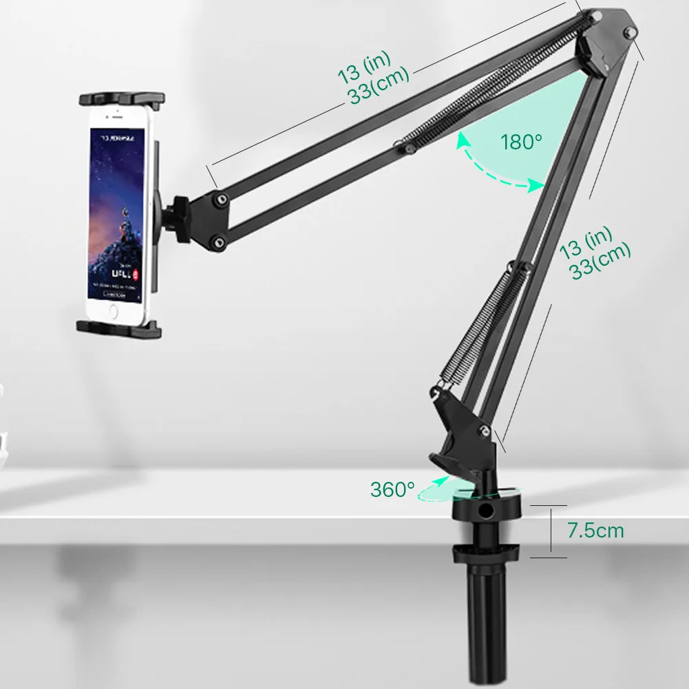 Adjustable Tablet Holder Stand Flexible Rotating Bed Desktop Mount 5-12.9 Inch phone tablet support bracket For IPad Air Pro