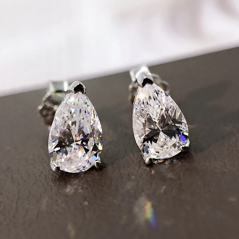 Kropla wody Moissanite Diamond Stud kolczyk 100% prawdziwe 925 srebro obietnica kolczyki ślubne dla kobiet biżuteria dla nowożeńców
