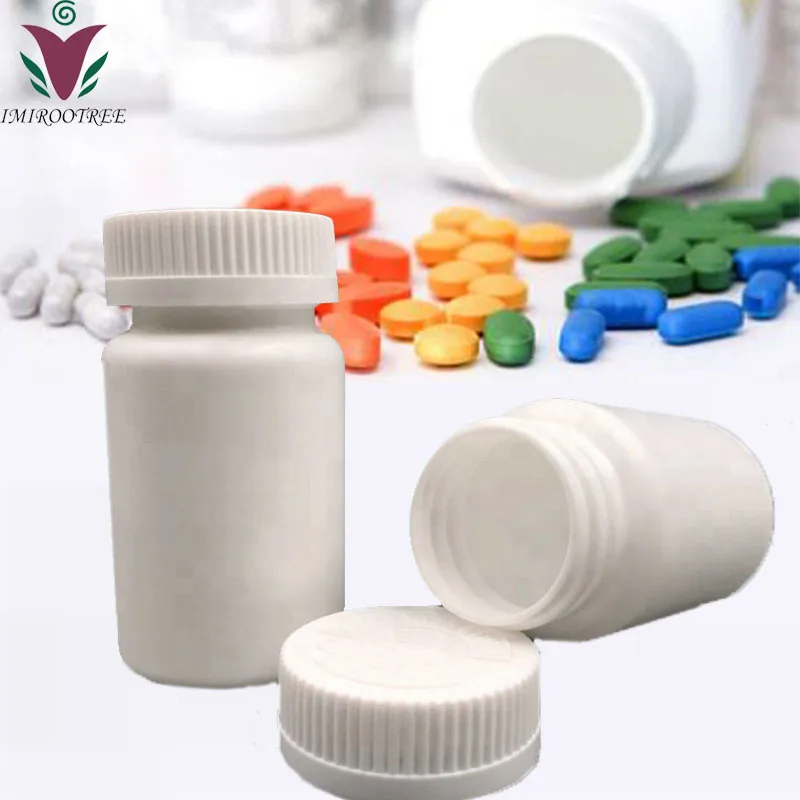 50pcs 150ml 150cc White Plastic HDPE Pill bottle Capsule Container Vitamin Box With CRC Caps Seal lids for Medical