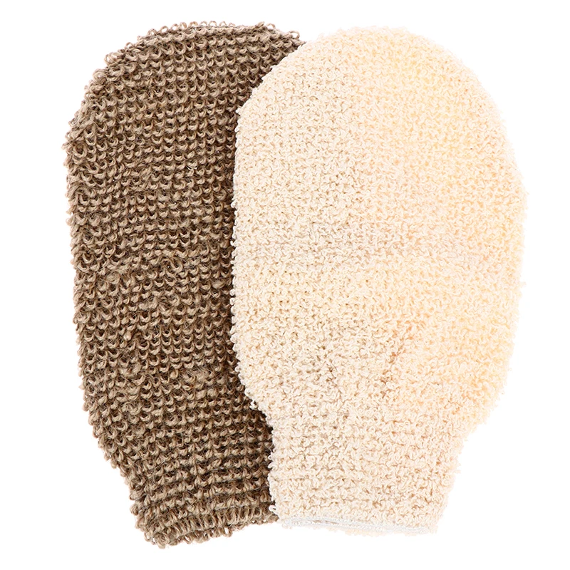 1/2Pcs Exfoliating Hemp Glove Mitt Mitten Bath Sponge Scrubber Remove Dead Skin Deep Clean & Invigorate Your Skin Double Side