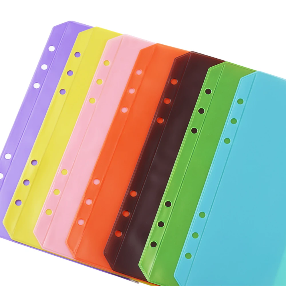 A5/A6 Binder Pockets PVC Binder Loose Leaf Bag Colorful Zipper Folders For 6-Ring Notebook Binder Pouch Document Filing Bags