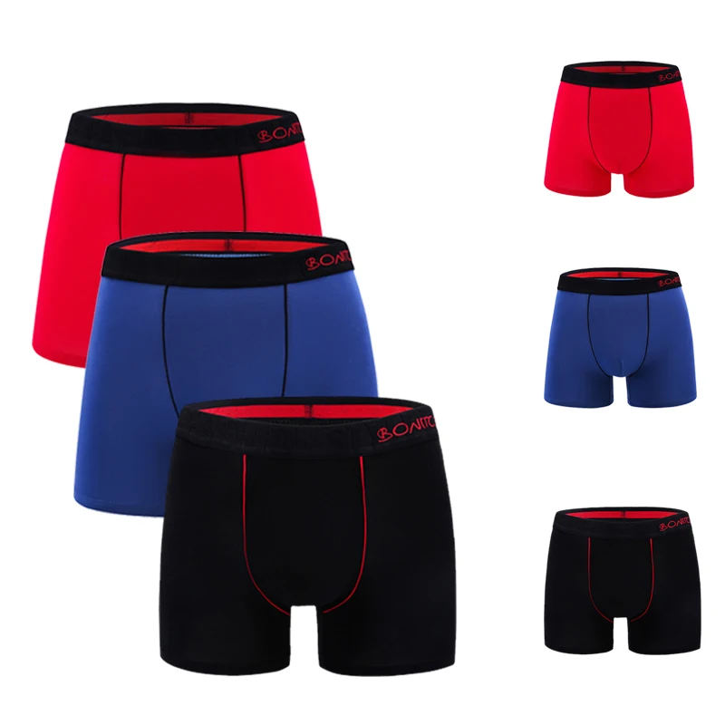 Mens Underwear Boxers 3pcs/lot Male Panties Cotton Boxershorts Men Solid Underpants Comfortable Brand Shorts