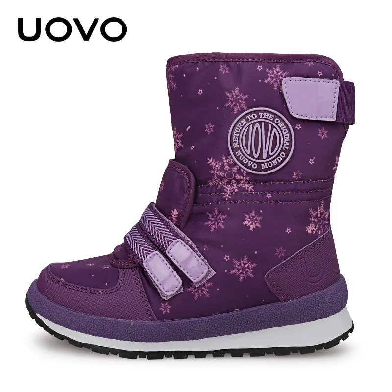 6 7 8 9 10 11 12 13 Years Uovo Brand Child Fashion Winter Middle Tube For Big Kids Girl Plush Warm Snow Boots 2020 Sports Shoes