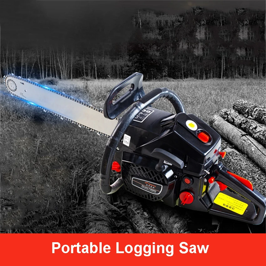 Household Portable Logging Saw High Power Gasoline Saw Garden Tools Wood Cutter Small Gasoline Chainsaw 58CC 4.0KW/3200rpm 550mm