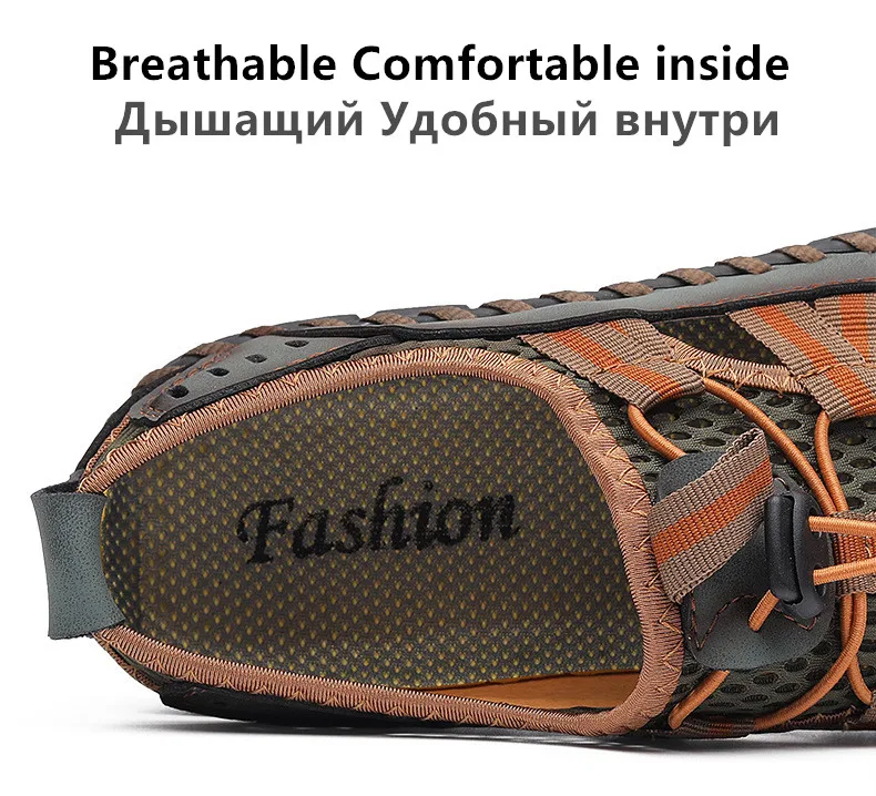 Heißer Verkauf Sommer männer Sandalen Im Freien Nicht-slip männer Strand Sandalen Handarbeit Aus Echtem Leder männer Schuhe mode Männer Turnschuhe – Detail 6
