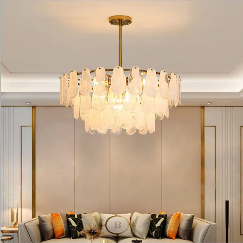 Postmodern Minimalist Living Room Glass Ceiling Chandelier Light Luxury Bedroom Vintage French Lamps Creative Art Dining  Le