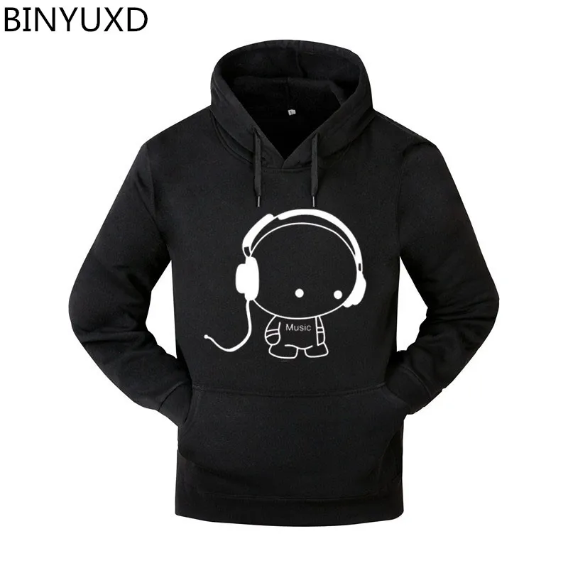 

Pullover Sweatshirt Men Long Sleeve Fashion Headset Cartoon Printed Casual print Sweatshirt Mens Casual Clothing Hoody Jacket