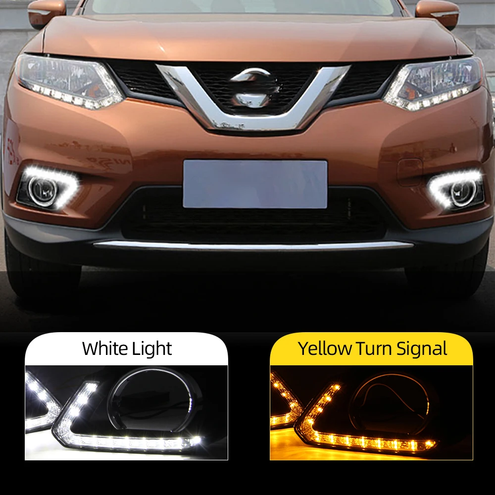 

Car LED Daytime Running Lights DRL For Nissan X-Trail Xtrail X trail 2014 2015 2016 Fog Light Switch Harness Cover Grill FogLamp