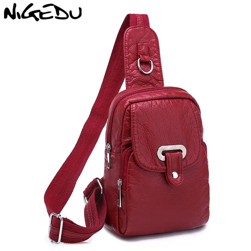 

Women and Men Chest Bag soft PU leather Single Shoulder Strap Back Bags Casual Travel Women Crossbody Bags Waist Belt Bag black