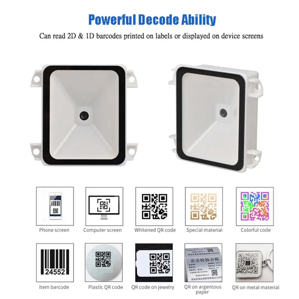 2D Barcode Scanner USB QR Bar code Reader USB RS232 TTL Interface Kiosk Small Fixed Mounted Barcode Machine QR Bar Code Reader