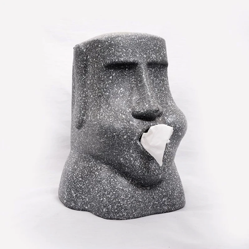 Easter Island Tissue Moai Paper Box 3D Stone Statue Figure Paper Holder Box Sanitary Paper Bar Bathroom Hotel Storage Organizer