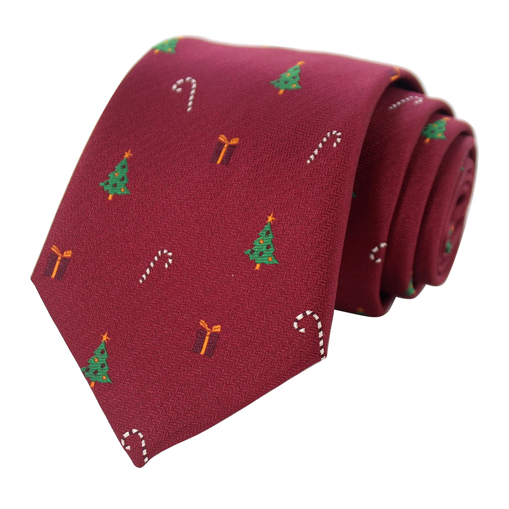JEMYGINS Neuartige Weihnachtskrawatten, Weihnachtsmann-Schneeflocken-Krawatte, Rot-Grüne Seiden-Jacquard-Krawatte für Männer und Kinder, Weihnachtsgeschenk – Detail 26