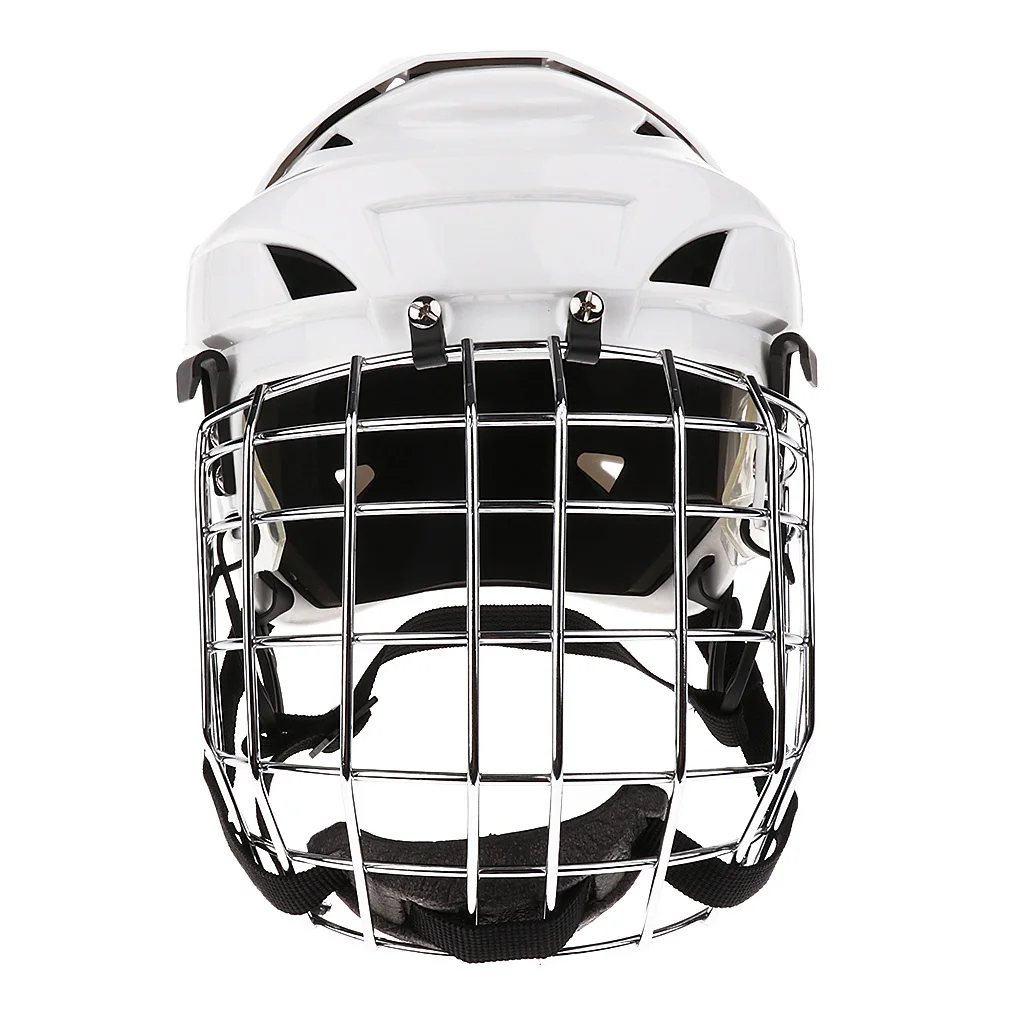 Adjustable Ice Hockey Helmet & Face  Combo For Men & Women Helmet & Face Mask Combo Ice Hockey Protective Gear White M/L