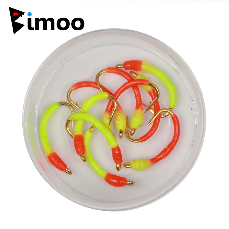 Bimoo 10PCS #12 Orange & Yellow Buzzer Fly Nymph Whitefish Trout Fishing Flies