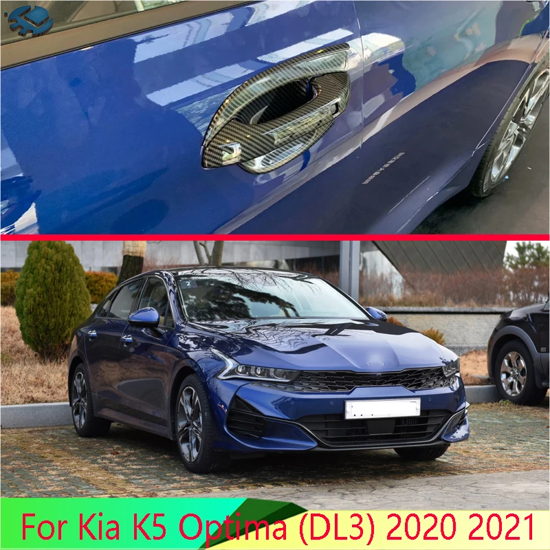 Poignée de porte en Fiber de carbone pour Kia K5 Optima (DL3) 2020 2021, couvercle de bol, garniture de cavité, insertion de moulage, garniture