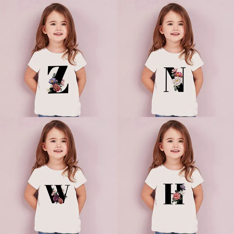 

Letters Plant Novelty Printed 2020 Boys Cloth Kids T Shirt Kawaii Girls Tops Casual Baby Girl Shirt Summer fashion Short Sleeve