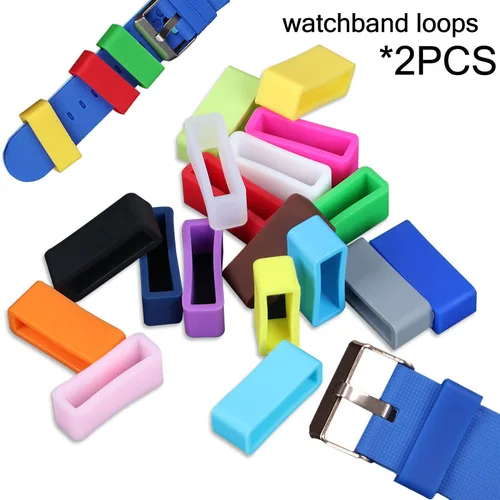 12 14 16 18 19 20 21 22 24 26mm 2 uds correa de reloj de silicona colorida bucles banda de reloj anillo de goma bucle pulsera cierre titular