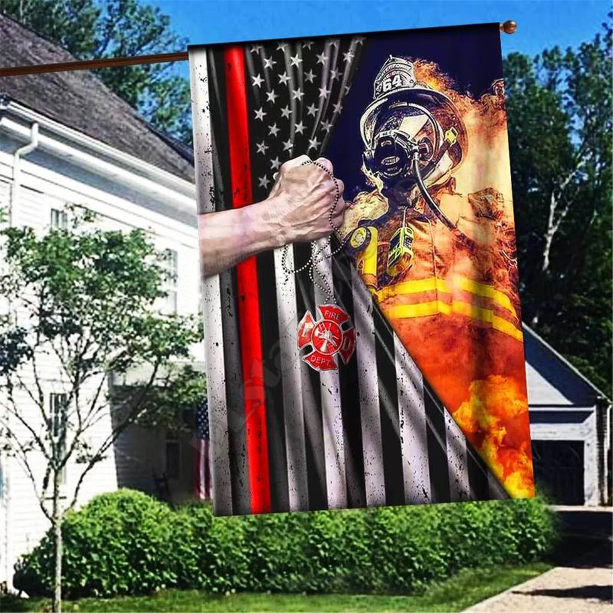 Firefighter Flag 3D Full Printing Garden Flags Hanging House Flag Garden Flag Decoration Double-sided Printing 02