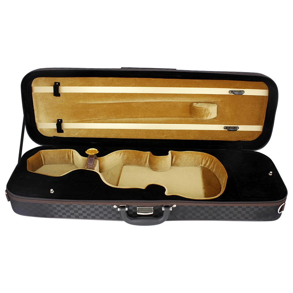 High-End 4/4 Violin Storage Case Box Gig Bag Violin Fiddle Accessories Adjustable Strap Musical Instrument Bag with Hygrometer