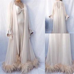 Outfit  One Piece Long Bathrobe with Fur Floor Length Custom Made Nightgown Pajamas Sleepwear Gowns Housecoat Nightwear