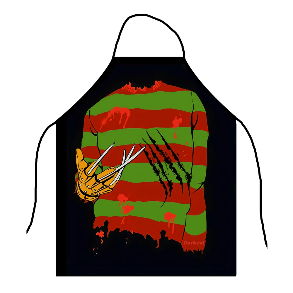 

Halloween Aprons Horror Killer Freddie Krueger Adult Men Waterproof Kitchen Apron Dinner Party Cooking Accessories Black Apron