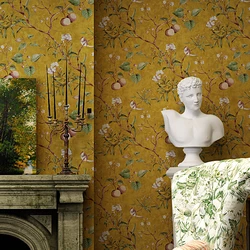 Retro Village Textured Tree Forest Woods Wallpaper roll TV Background papel de parede 3D yellow wallpaper for wall 3d sticker