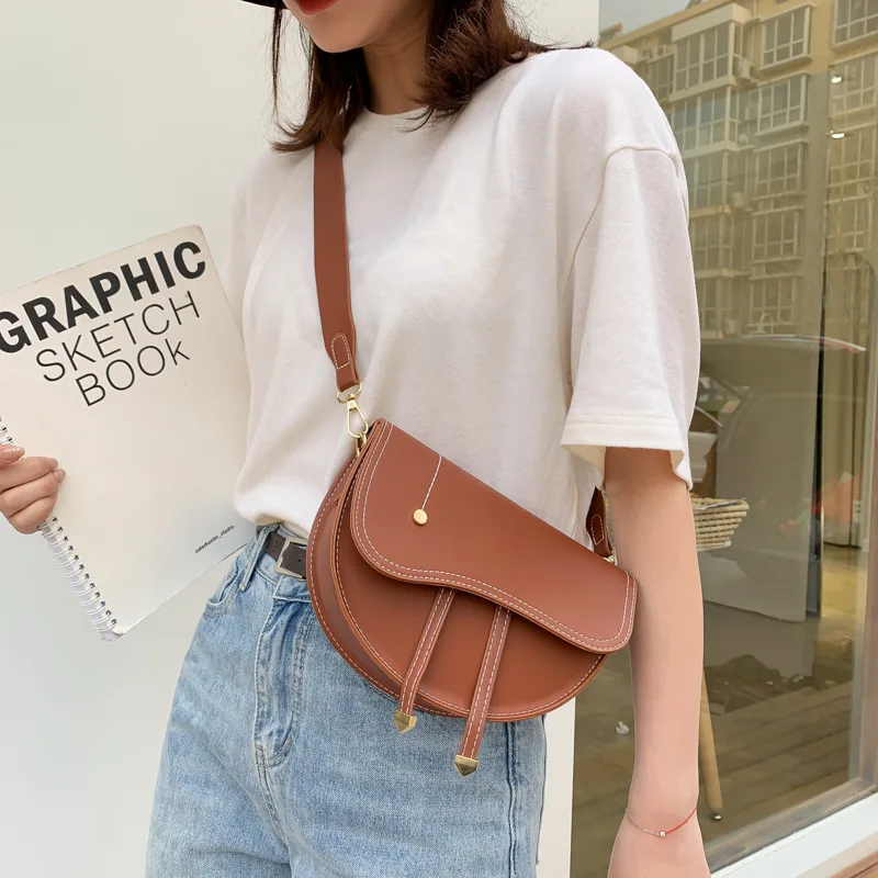 

New Retro Small Designer Bag Female PU Leather Crossbody Bag Shoulder Messenger Bag Mini Fashion Saddle Bags for Women