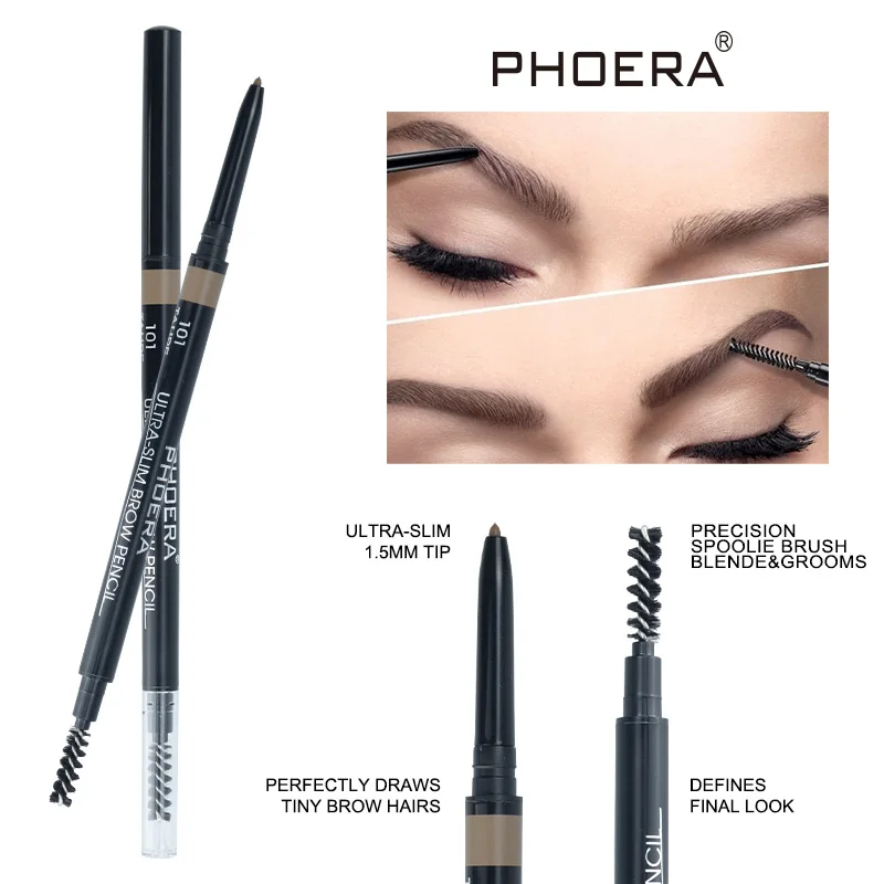 Double Ends 1.5mm Ultra-slim Eyebrow Pencil Waterproof Natural Fine Sketch Eyebrow Pencil & Eyebrow Brush Cosmetic TSLM2