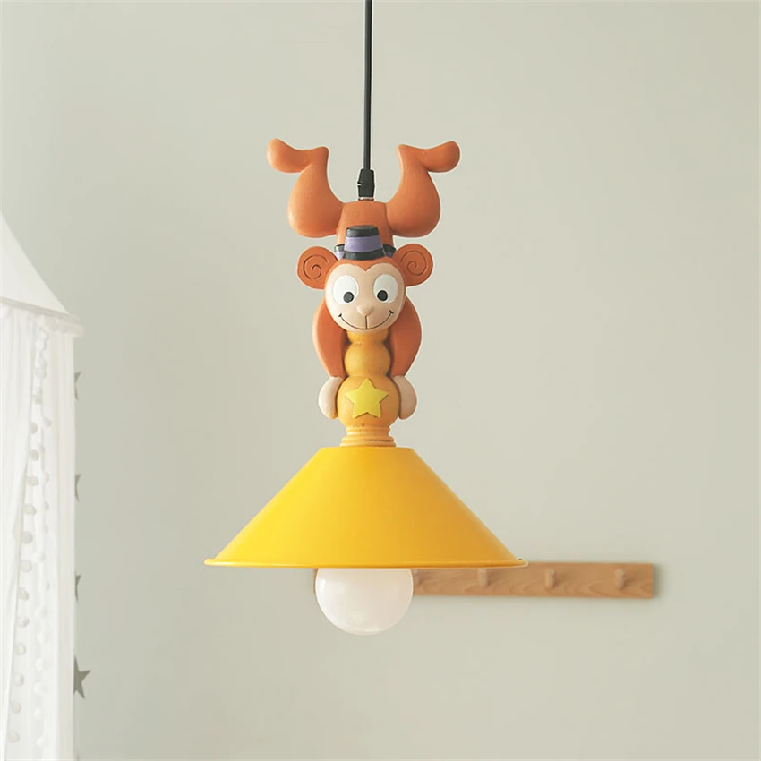 Cartoon American Monkey Pendant Lights Bedroom Children's Room Lamp Nordic Boy Bar Restaurant Dining Hanging Lights Fixtures