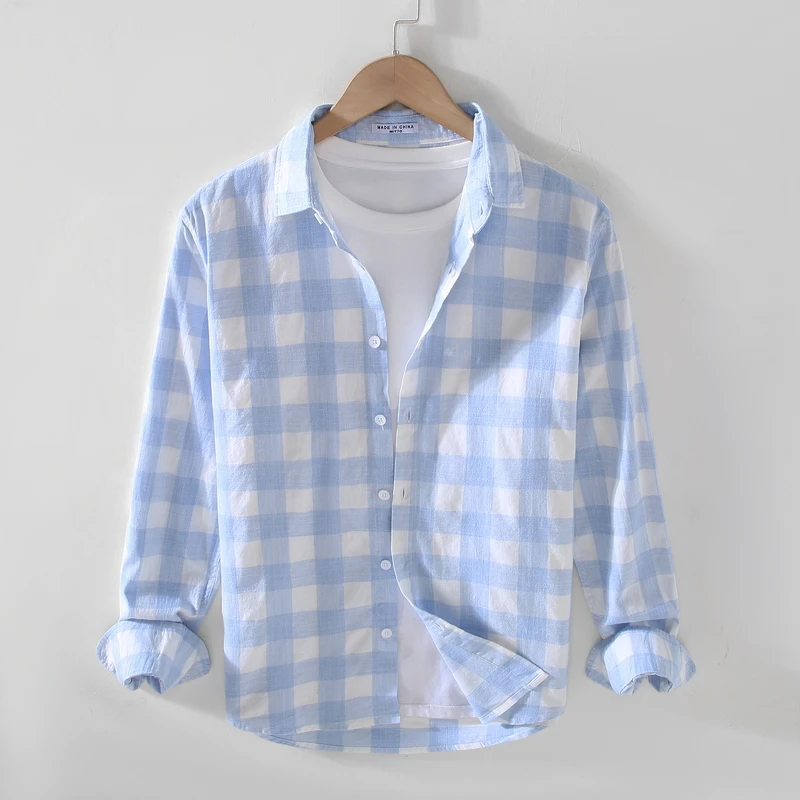 

New Suehaiwe's Brand Italy Casual Pure Cotton Shirts Men Fashion Plaid Shirt For Men Tops Chemise Camisa Masculina