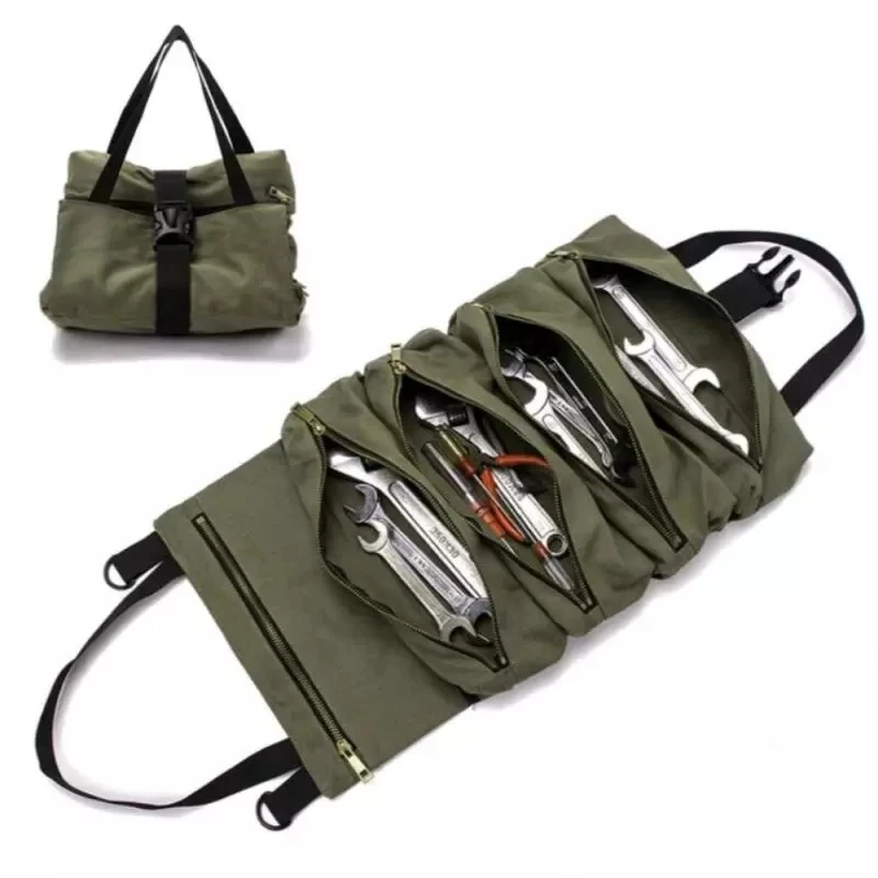 Super Roll Tool Bags Car Super Roll Tool Zipper Bag Multi-Purpose Canvas Roll Up Bag Organizer Bucket Super Roll Tool Bags 1 PCS