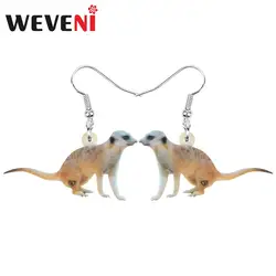 WEVENI Acrylic Mongooses Meerkat Earrings Animal Drop Dangle Jewelry For Women Girls Teens Kids Charms Hot Sale Gift Accessories