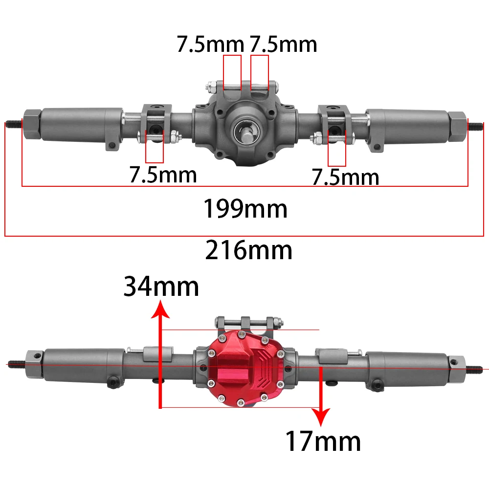 SCX10 II 알루미늄 합금 CNC 프론트 리어 액슬 세트 30T/8T, 1/10 RC 크롤러 축 AR44 90047 90046 AX90060 빌더 키트 업그레이드