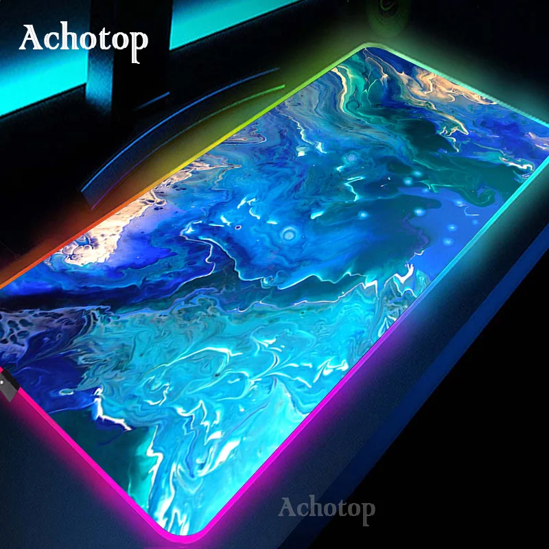 

Strata Liquid RGB Soft Large Gaming Mouse Pad Oversize Glowing Led Extended Mousepad Rubber Base Computer Keyboard Pad Desk Mat