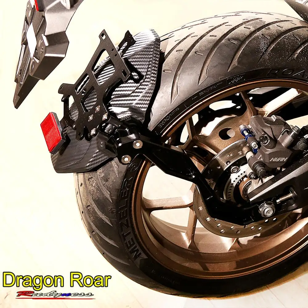 

Motorcycle Rear Carbon Fender Mudguard Splash Guard With Black License Plate For 2019-2023 Honda CBR650R CB650R