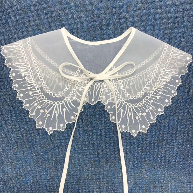 White Lace Fake Collar Blouse Detachable Collar For Women Clothes Accessories Vintage Ladies Shirt Collar stays воротник съемный